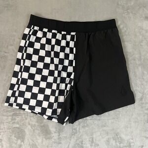 Tac Hunt‎ Fish Shorts Mens 3XL Black White Checkerboard Split Athletic Casual